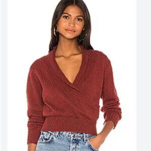 Callahan Rust Red Shawl Collar Faux Wrap Sweater 26255